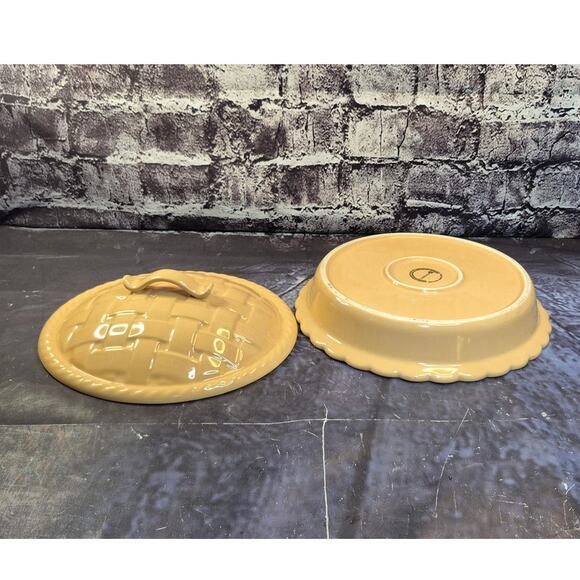 Vintage Ceramic Pied Dish Holder basket-weave lid - Picture 4 of 6